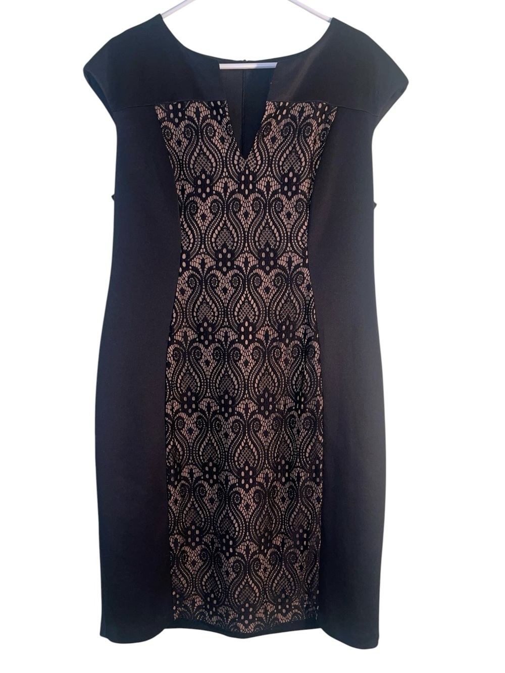 Connected Apparel black dress with nude and black lace middle. Size 16 GUC - Picture 3 of 9